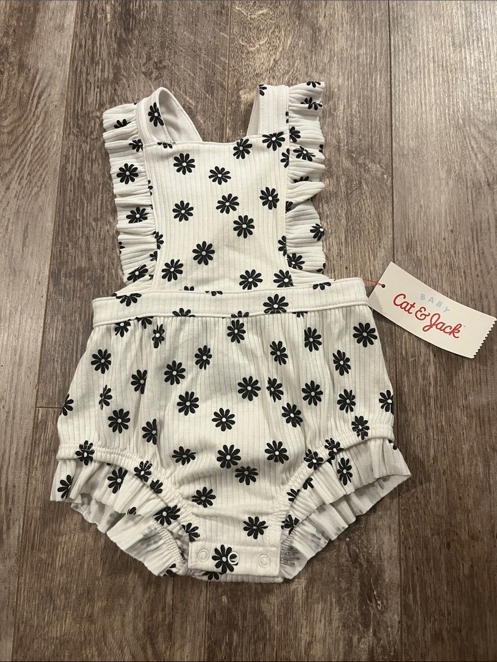 Cat & Jack White Daisy Ruffle Bubble Romper Size 3-6 Month NWT